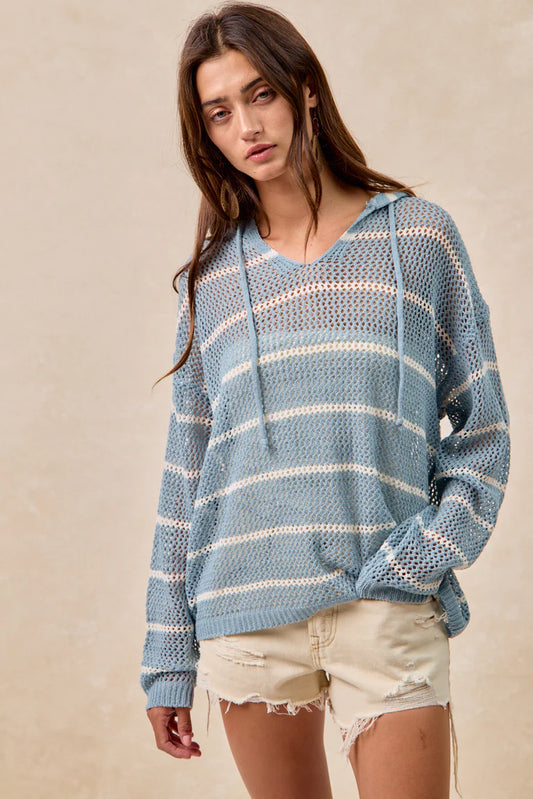 Striped Crochet Hoodie