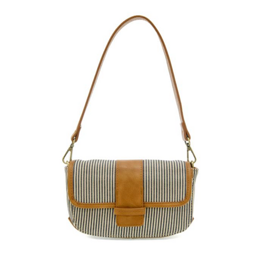 Pinstripe Carman Canvas Baguette Convertible Crossbody