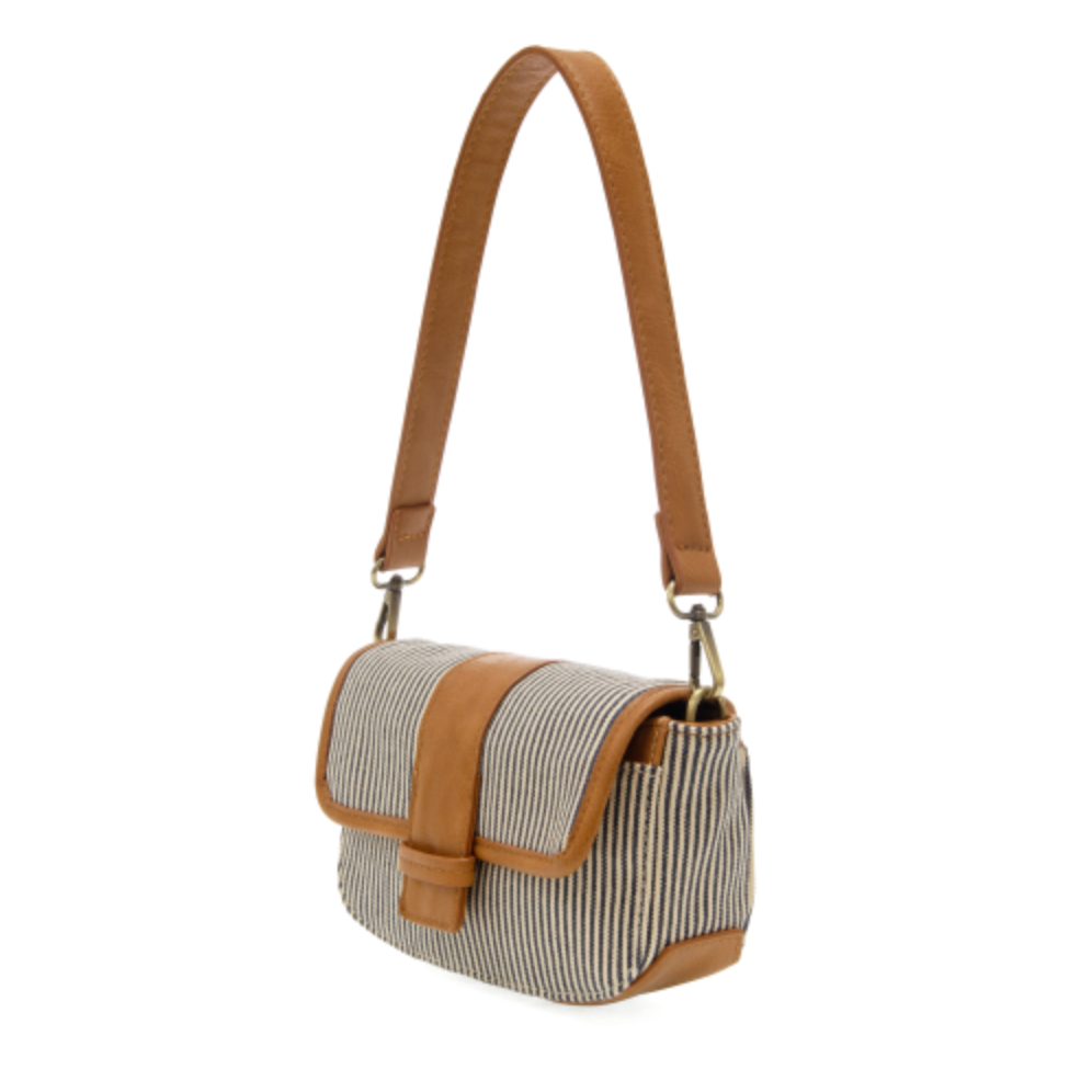 Pinstripe Carman Canvas Baguette Convertible Crossbody
