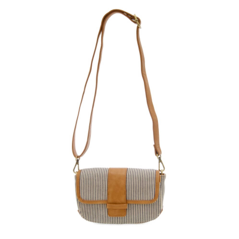 Pinstripe Carman Canvas Baguette Convertible Crossbody