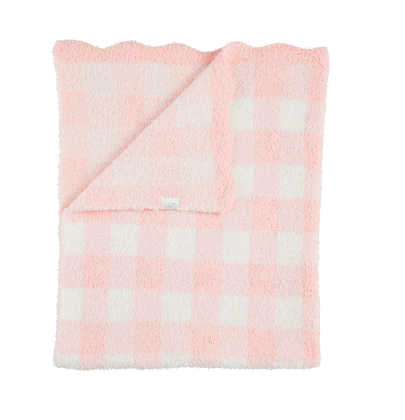 Pink Gingham Chenille Blanket