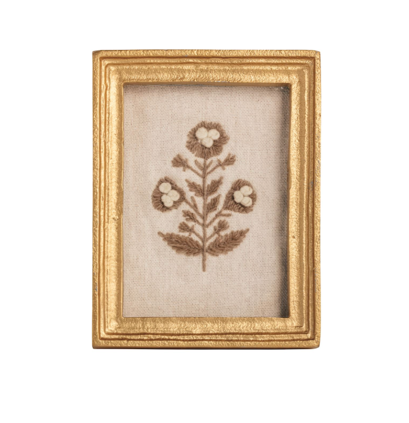 Framed Embroidered Flower