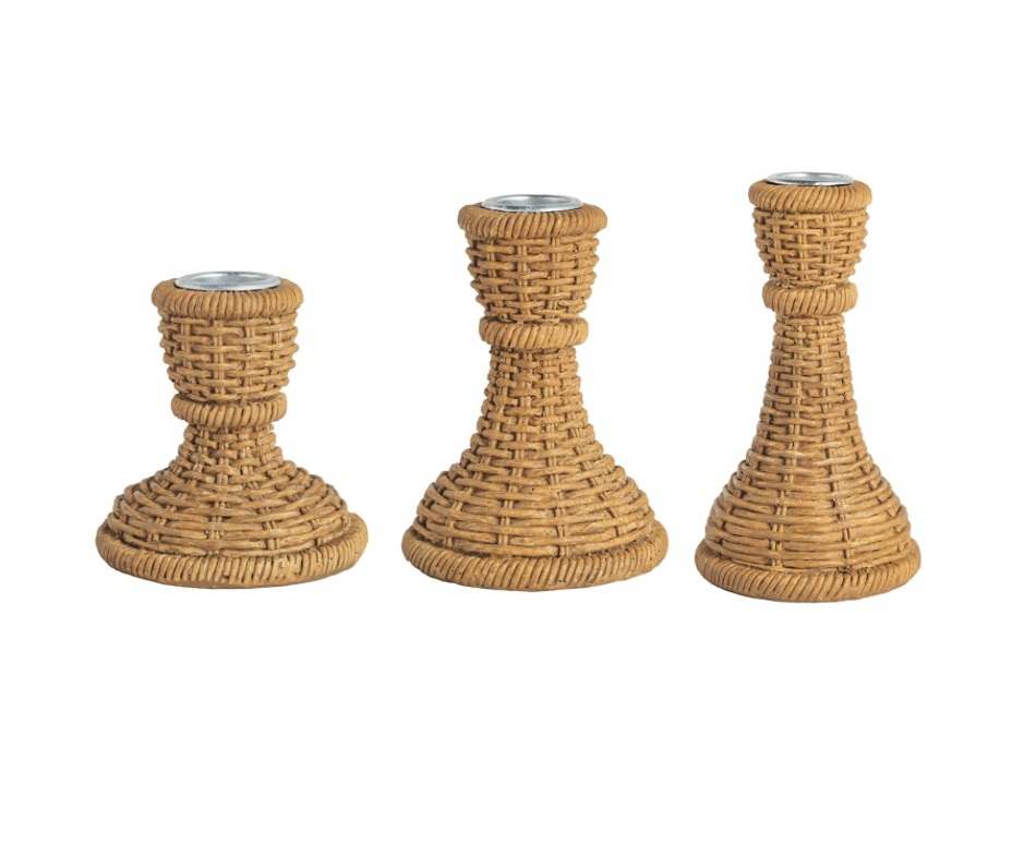 Woven taper Candle Holder