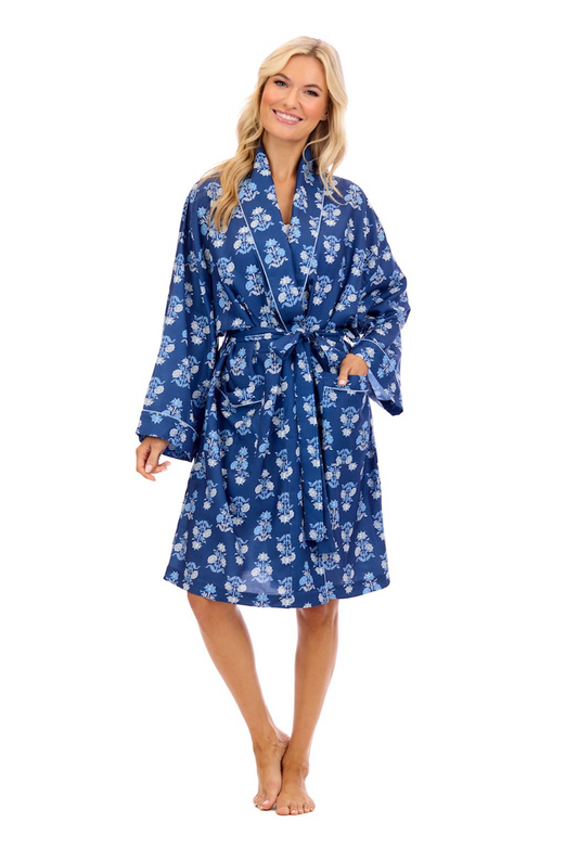 Blue Floral Print Robe