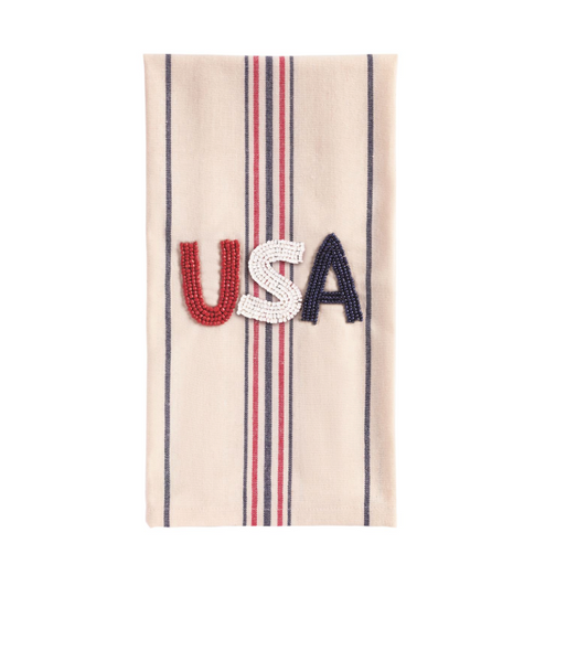 USA Beaded Dish Towel