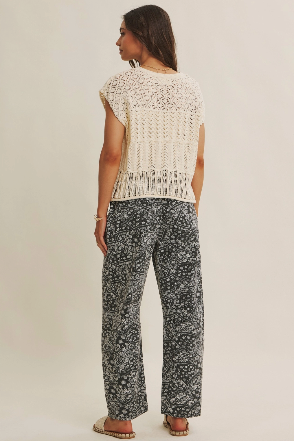 Knit Pointelle Crochet Sweater