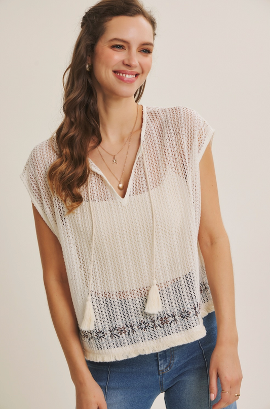 Detailed Crochet Embroidered Top