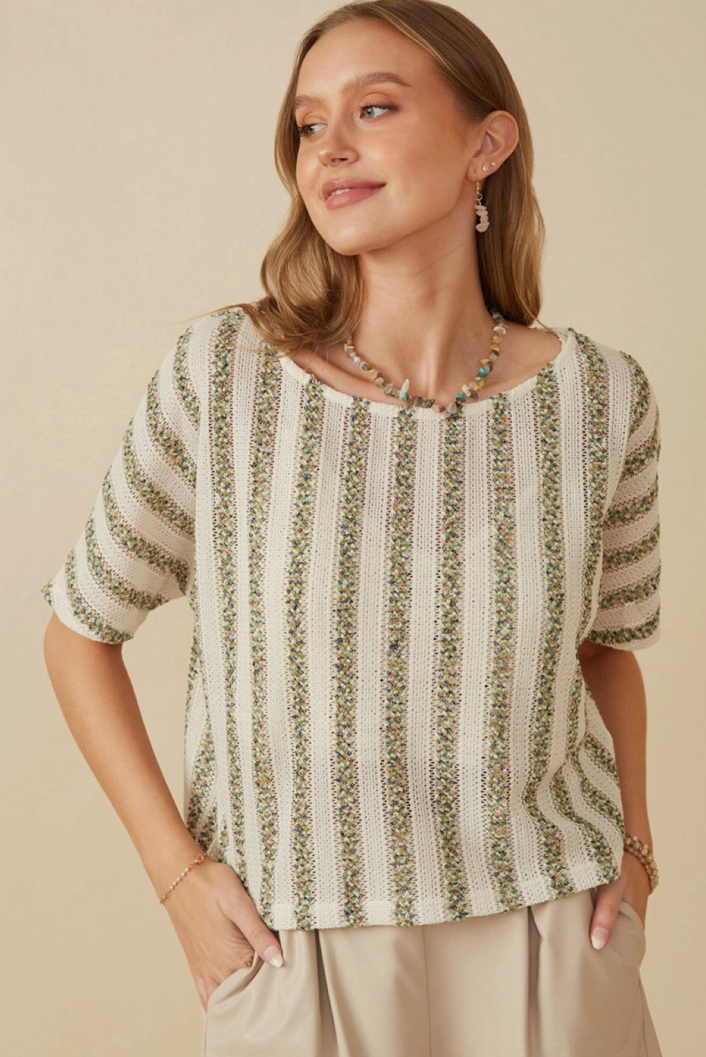 Stripe Loose Knit Tee