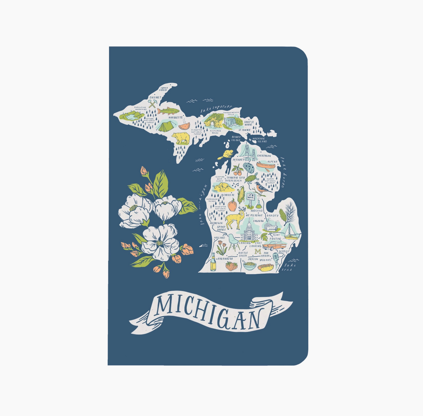 Illiustrated Michigan Map Notebook