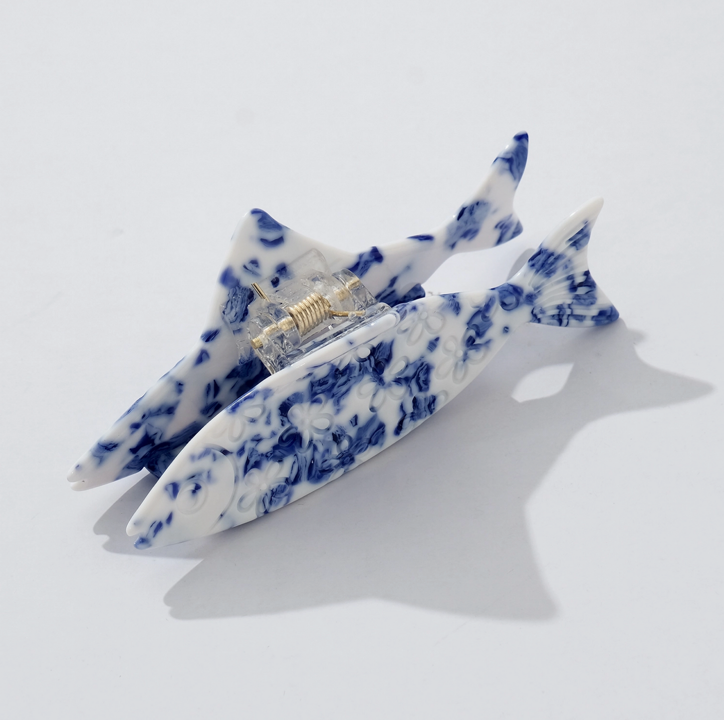 Coastal Blue Floral Fish Claw Clip