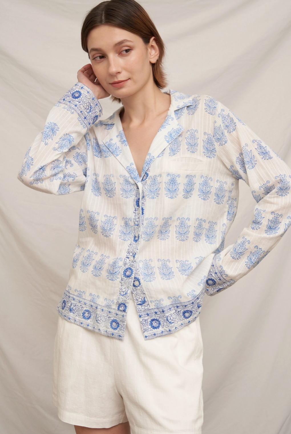 Printed Long Sleeve Button Down Shirt