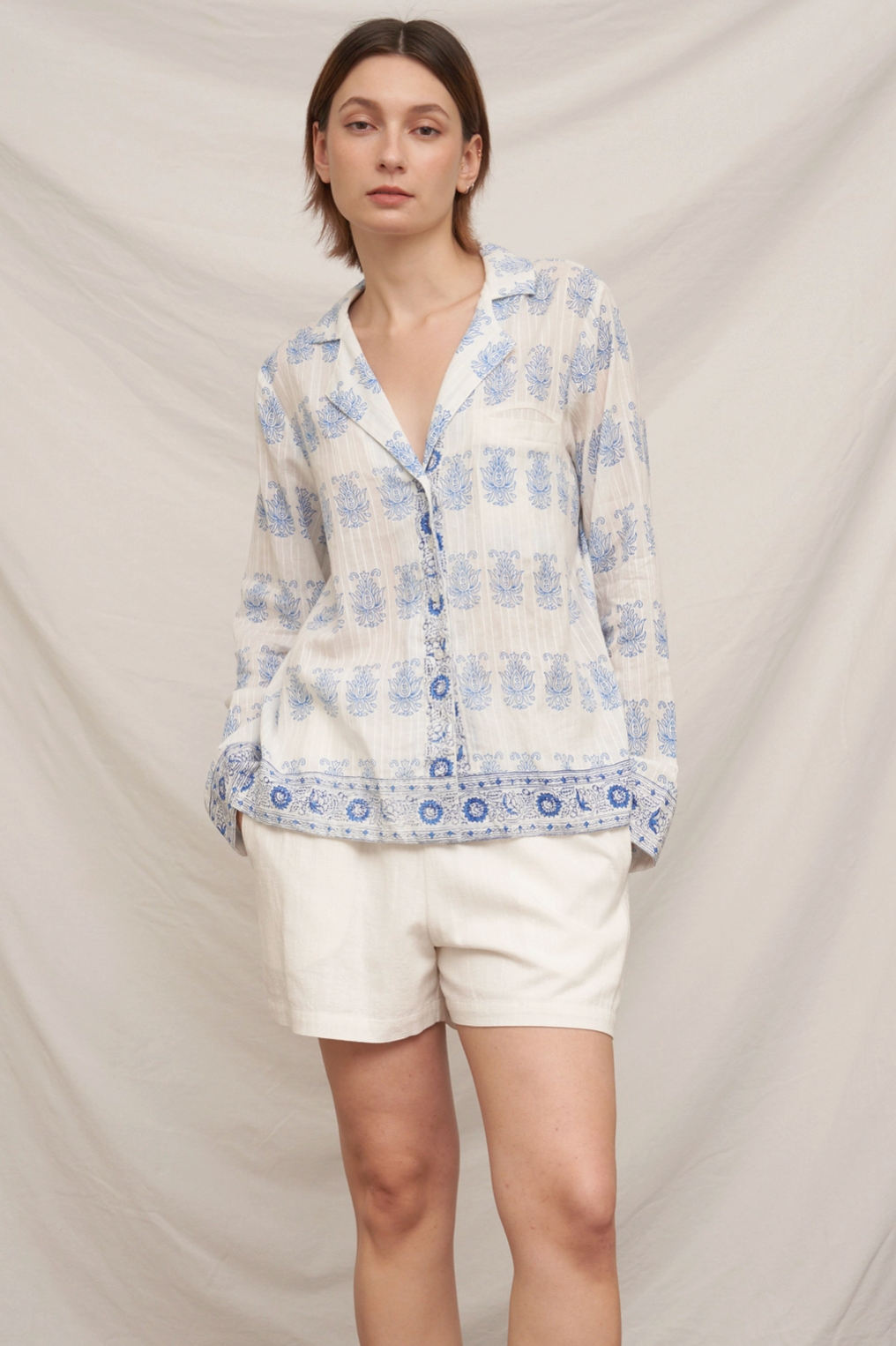 Printed Long Sleeve Button Down Shirt