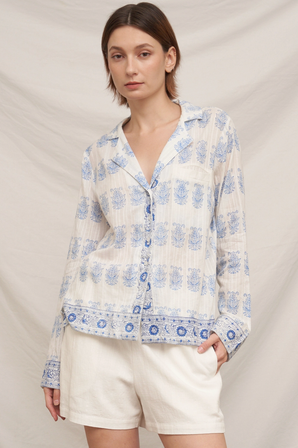 Printed Long Sleeve Button Down Shirt