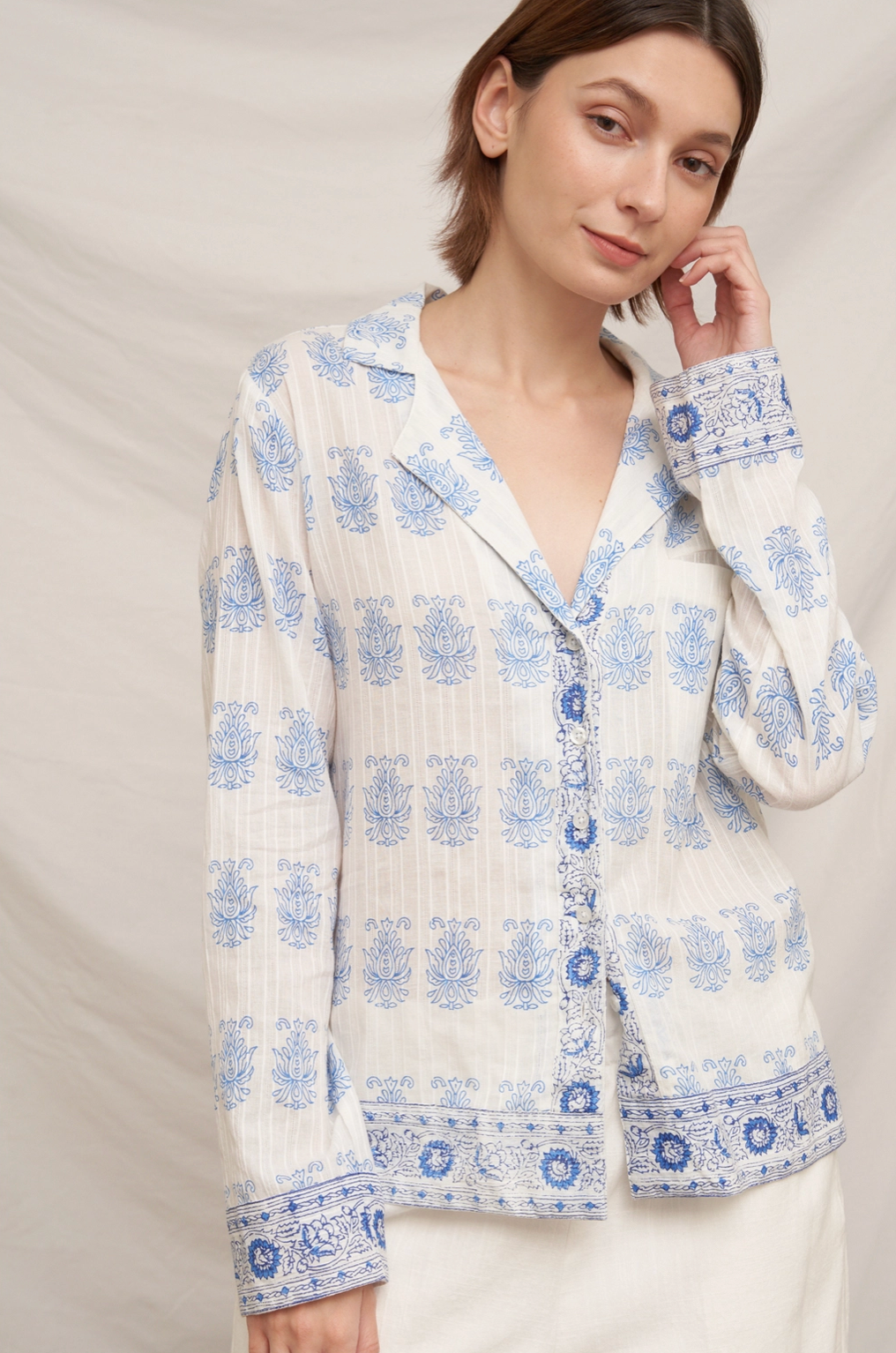 Printed Long Sleeve Button Down Shirt