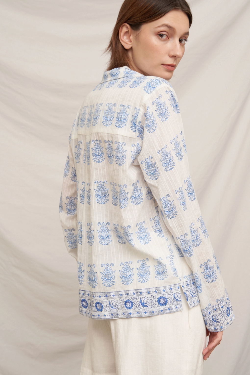 Printed Long Sleeve Button Down Shirt
