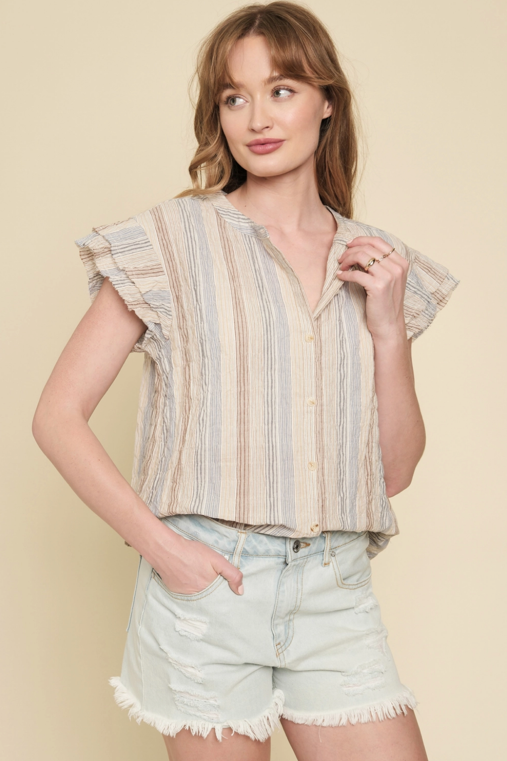 Double Layered Stripe Blouse