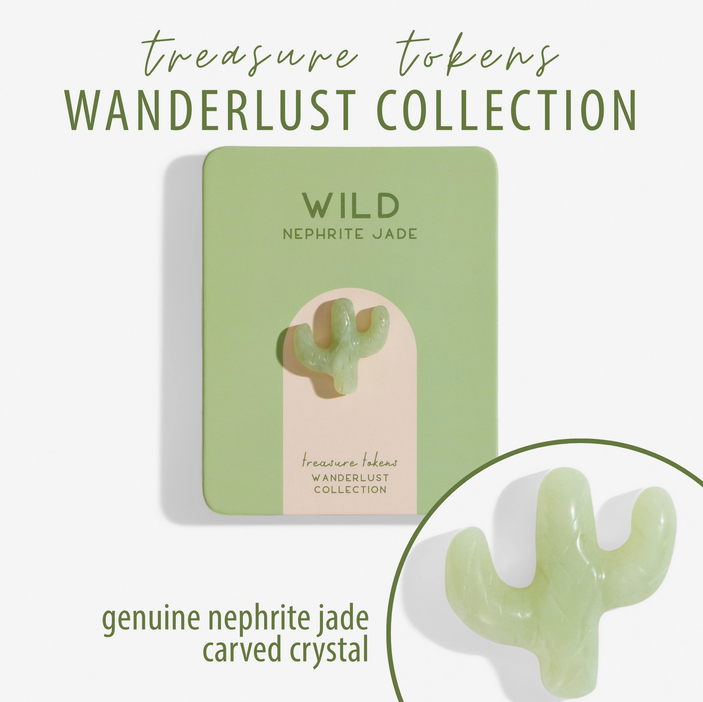 Treasure Tokens: Nephrite Jade Crystal Cactus