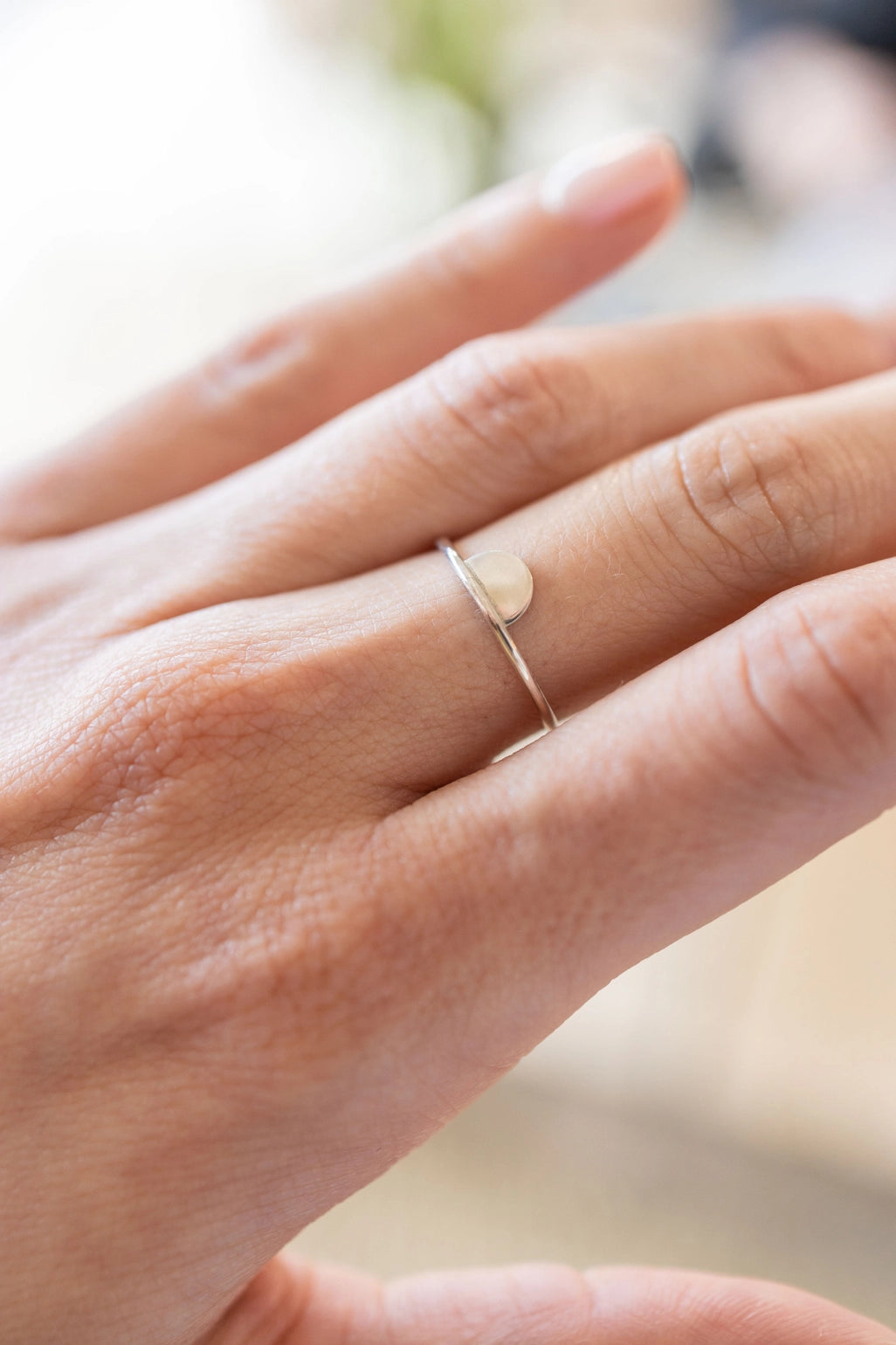 Dainty Half Moon Ring in Sterling Silver