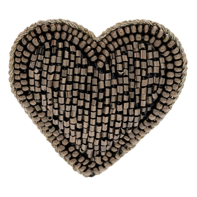 Mini Heart Beaded Ornament - Gunmetal