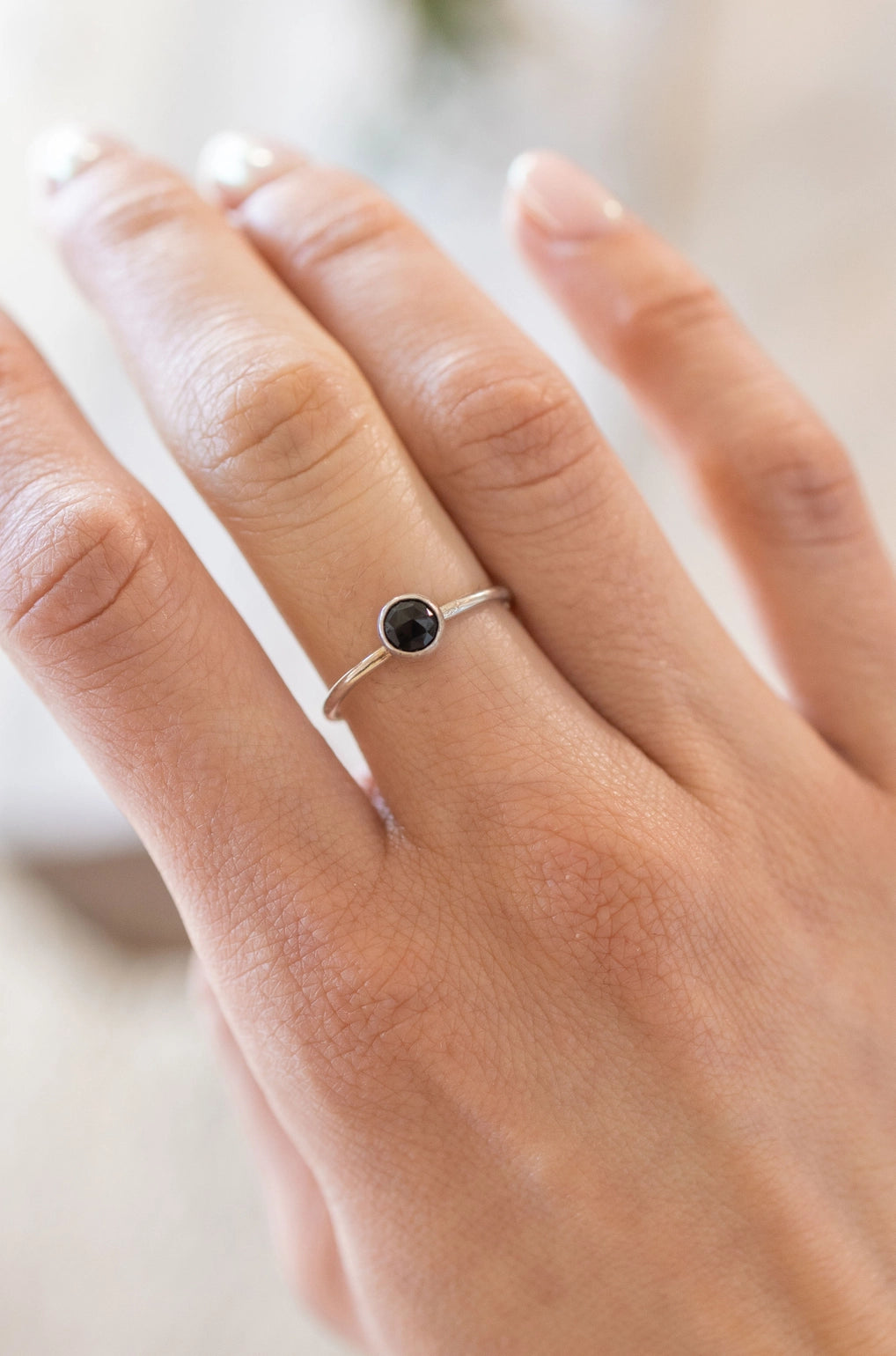 Medium Onyx Ring - Sterling Silver