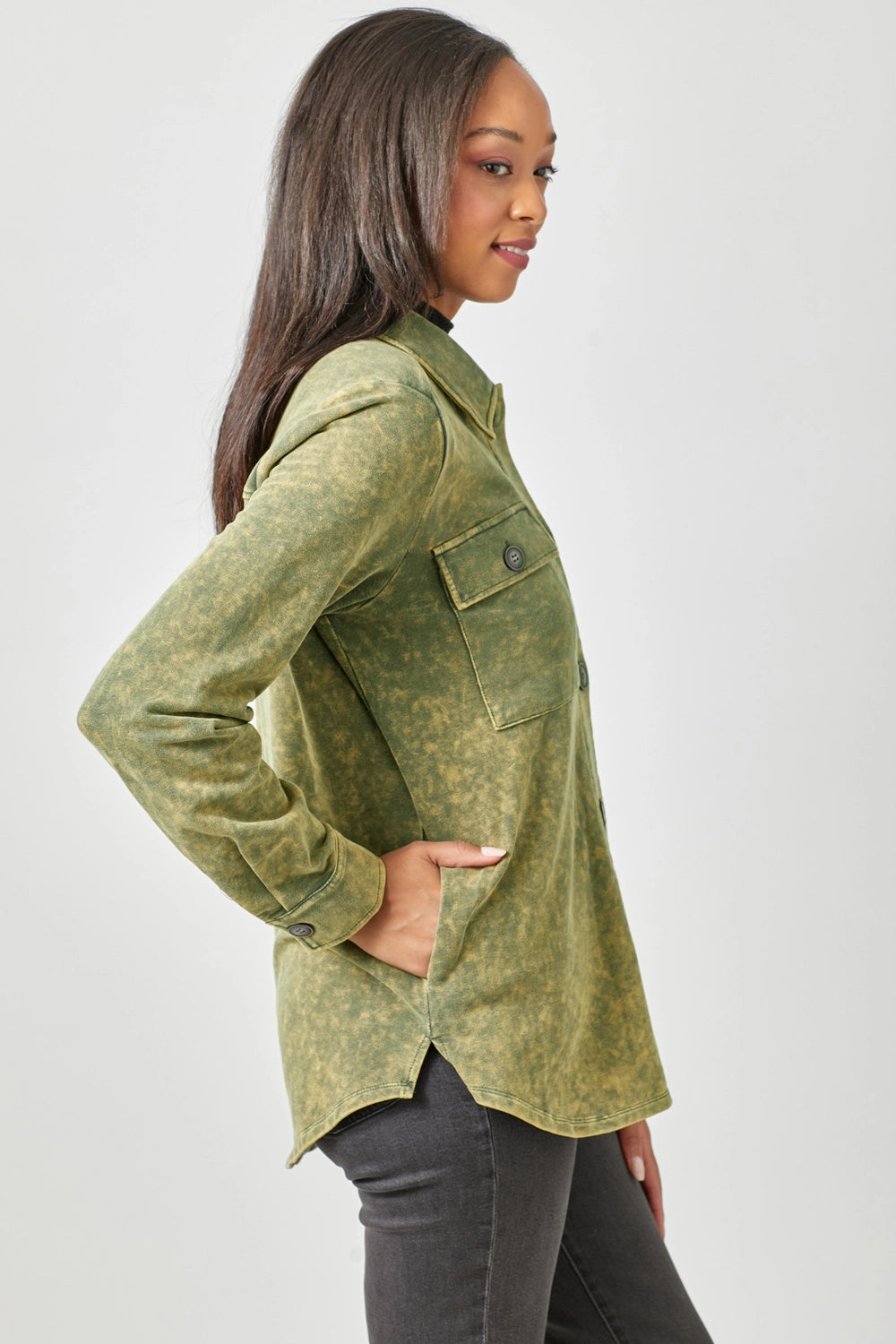 Washed Shacket - Olive