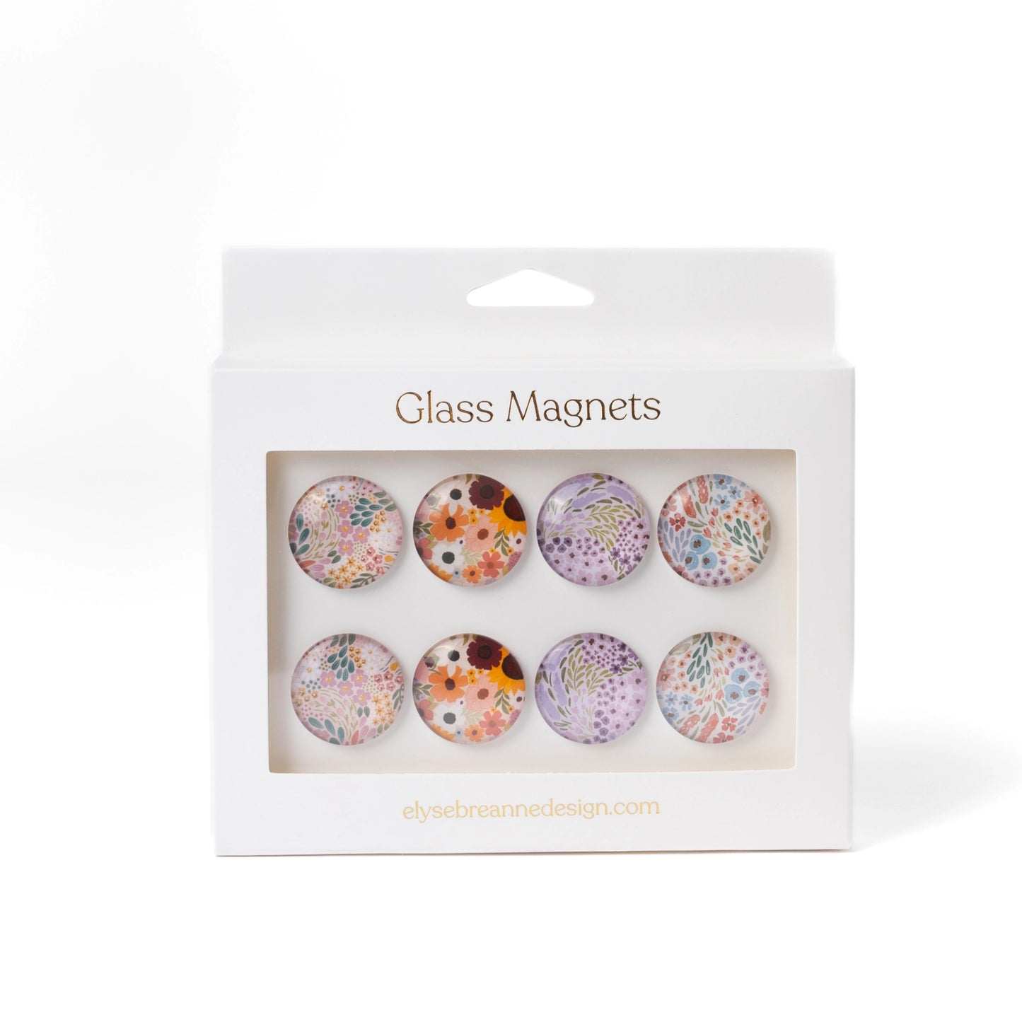 Glass Magnets, Box Set of 8 Floral Magnets