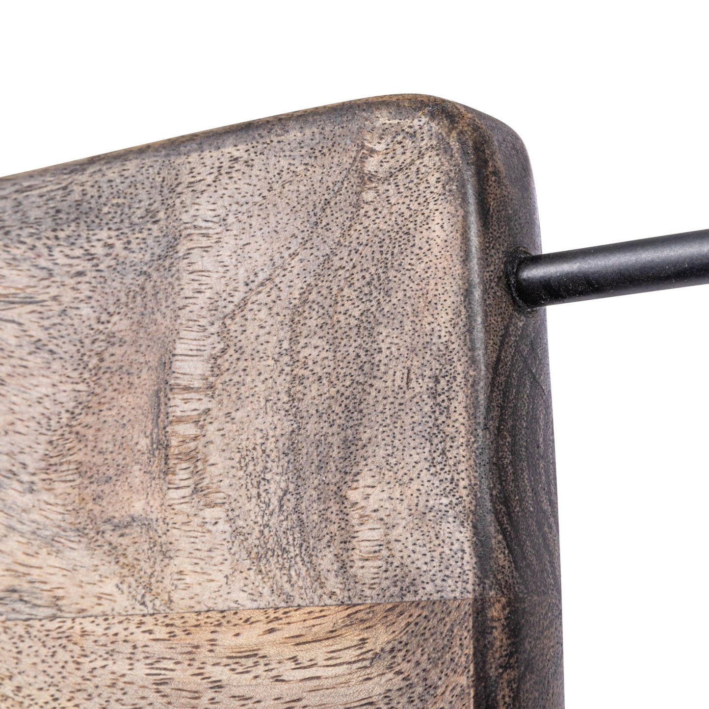 Mango Wood Cheese/Cutting Board w/ Black Metal Handle, Walnut Finish