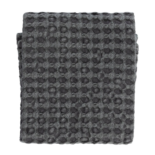 Stonewashed Cotton Waffle Weave Tea Towel - Charcoal