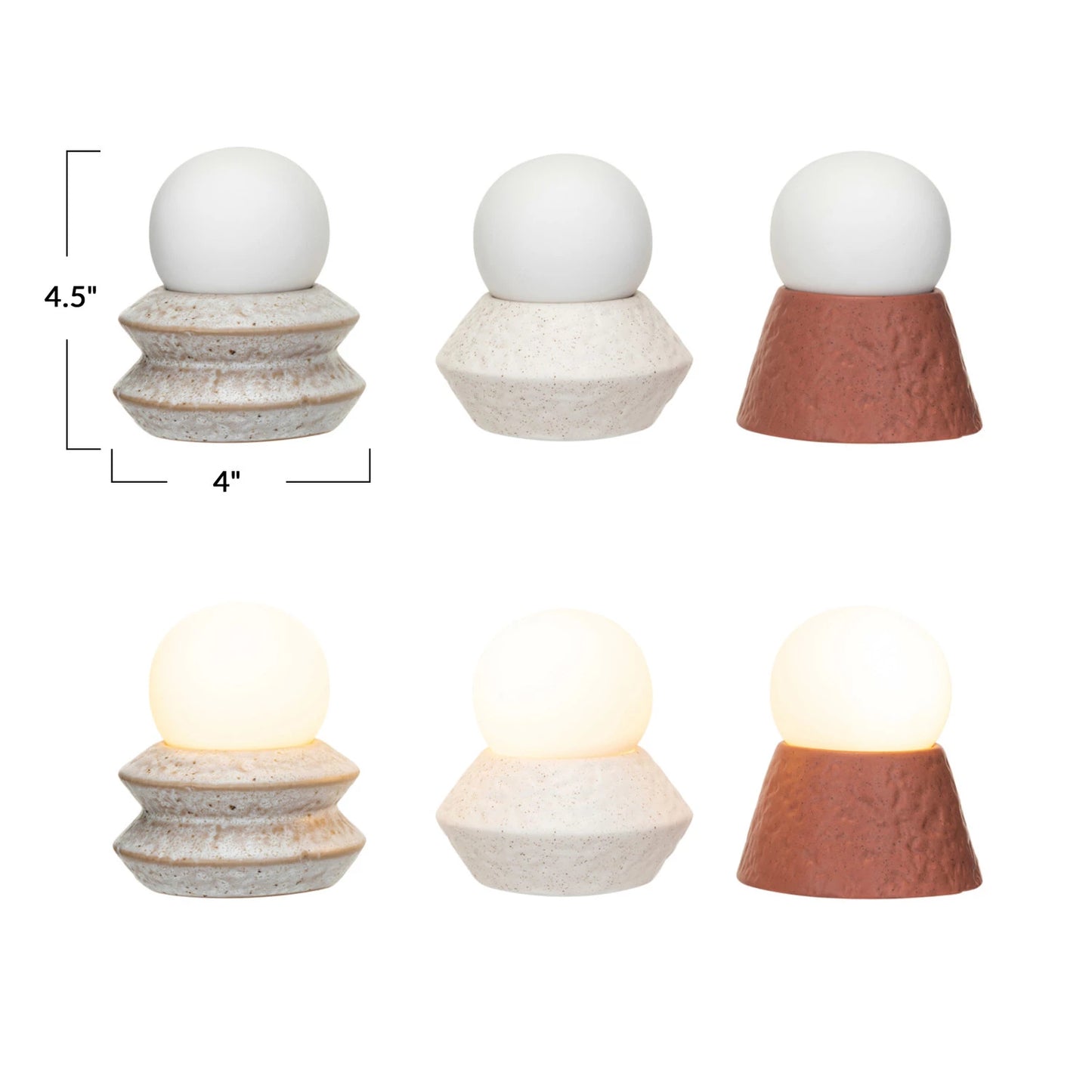 Stoneware LED Orb Light w/ Stand