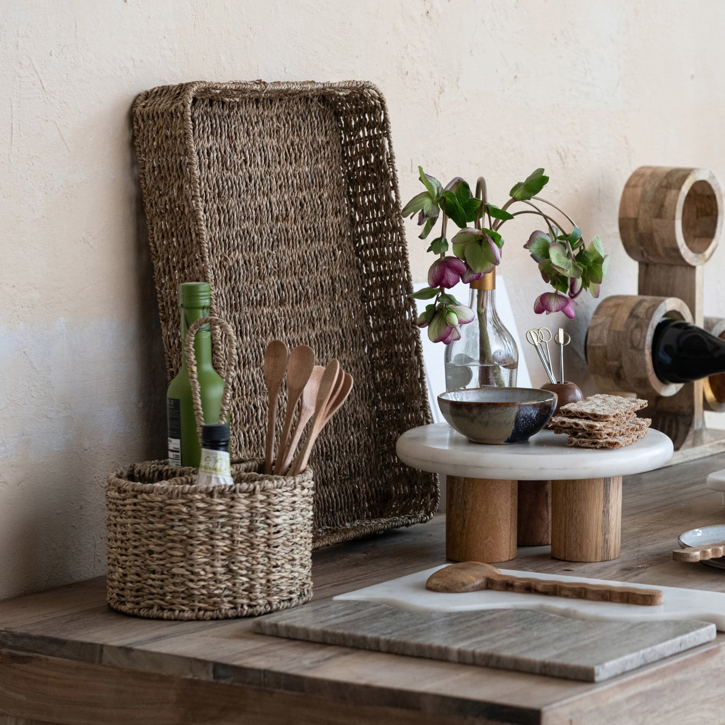 Hand-Woven Seagrass Caddy w/ 4 Sections