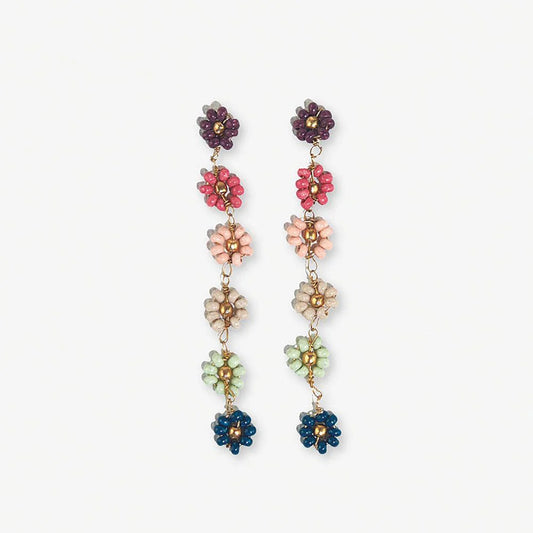 Amanda Multi Color Flower Beaded Dangle Earrings