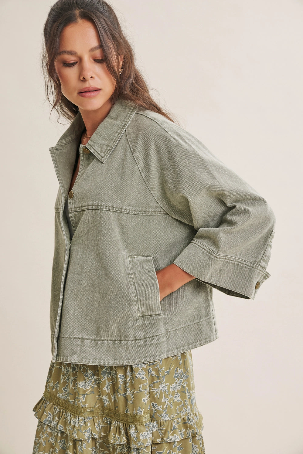 Mineral-Washed Cotton Twill Utility Jacket