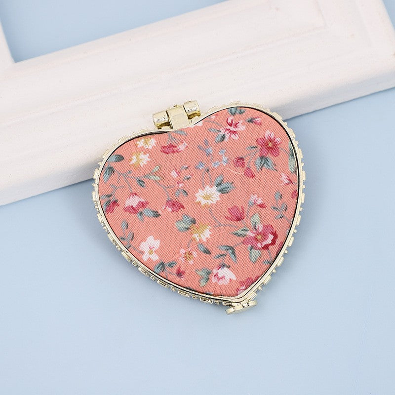 Travel Pocket Compact Handheld Floral Mirror