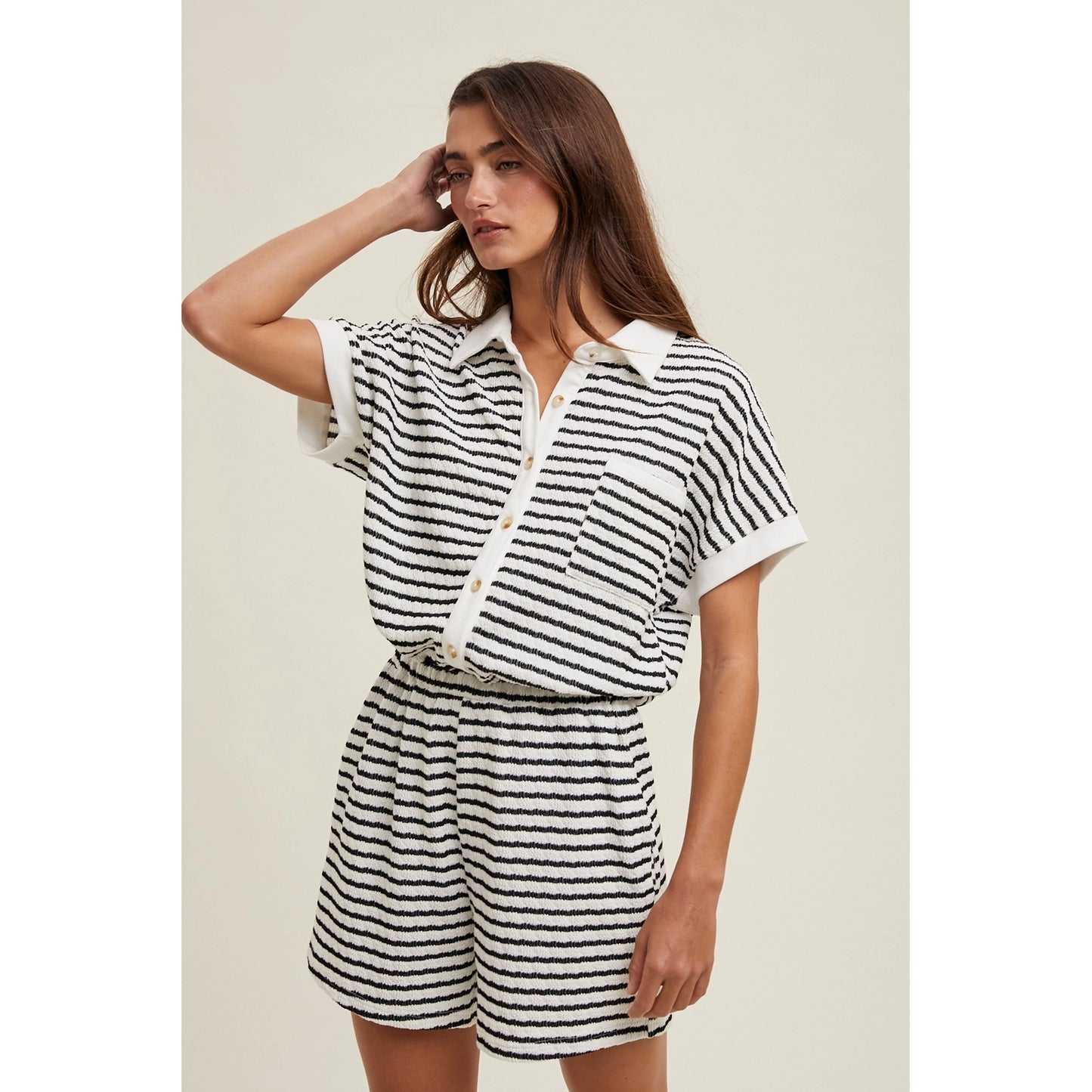 Striped Button-Up Romper