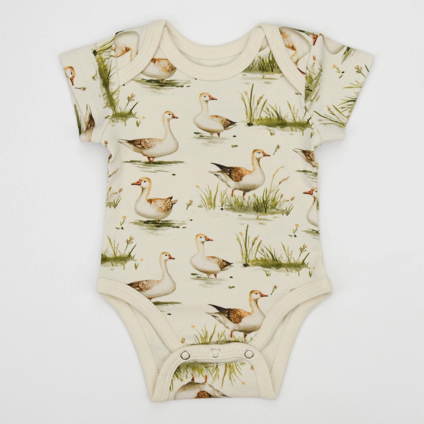 Organic Cotton Short Sleeve Baby Bodysuit - Duck