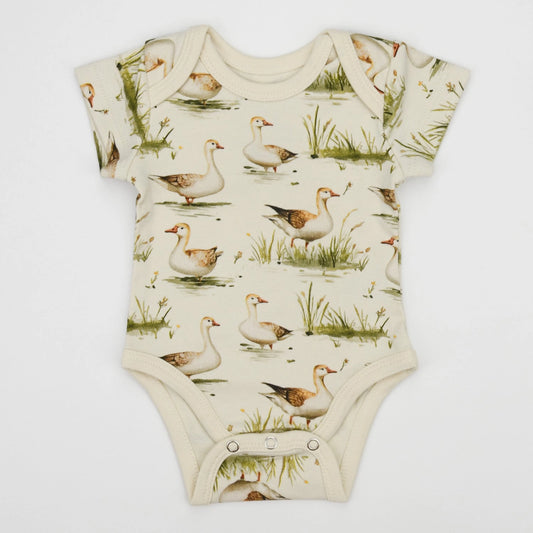 Organic Cotton Short Sleeve Baby Bodysuit - Duck
