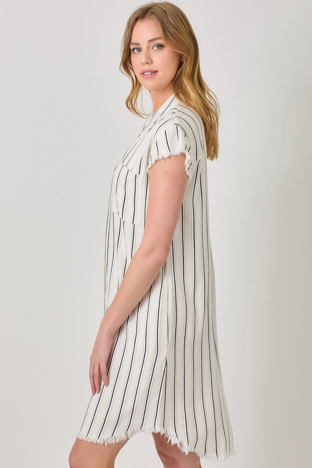 Frayed Edge Shirt Dress