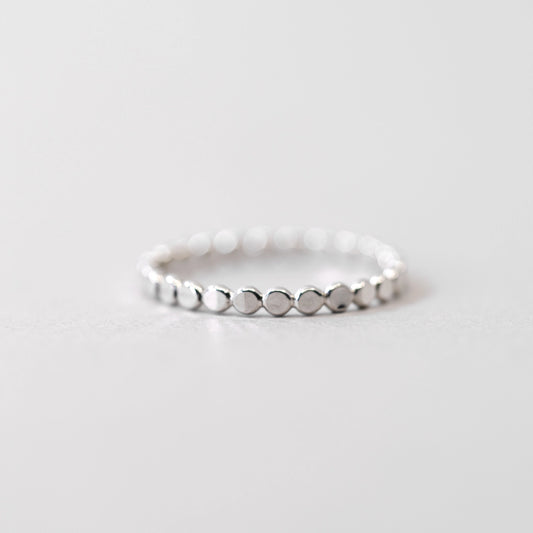 Coin Hammered Disc Stacking Ring - Sterling Silver