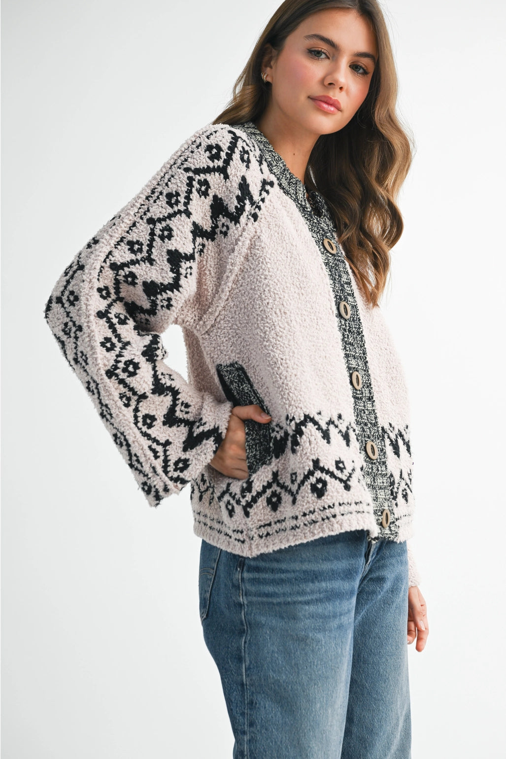 Boho Knit Button-Front Cardigan