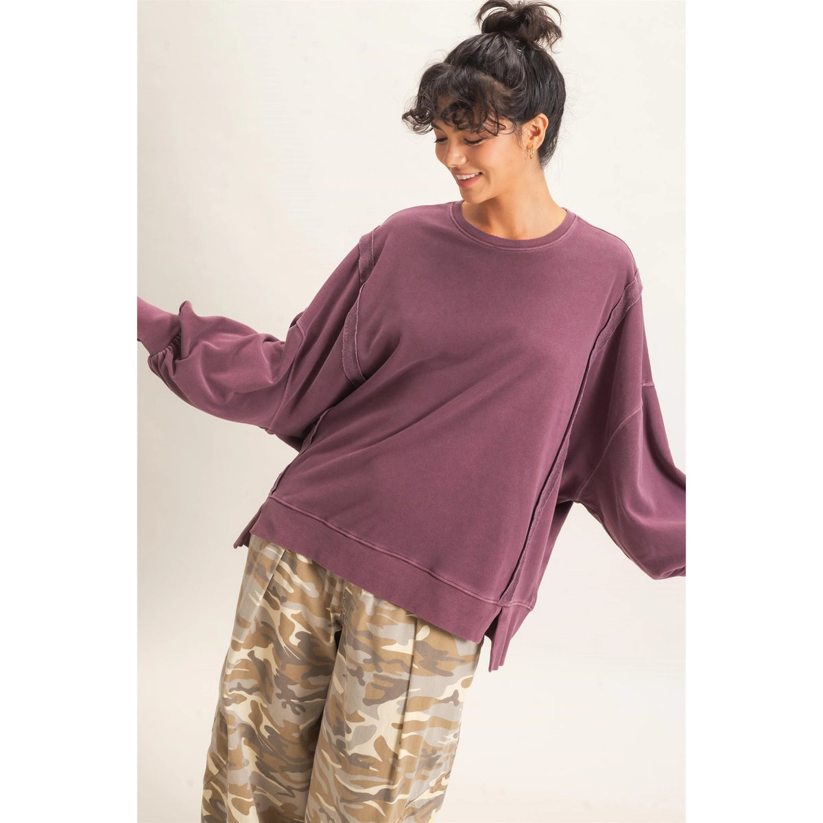 Oversized Raw Edge Sweatshirt