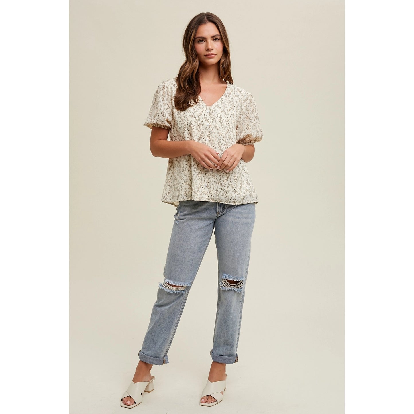 Floral Puff Sleeve Blouse