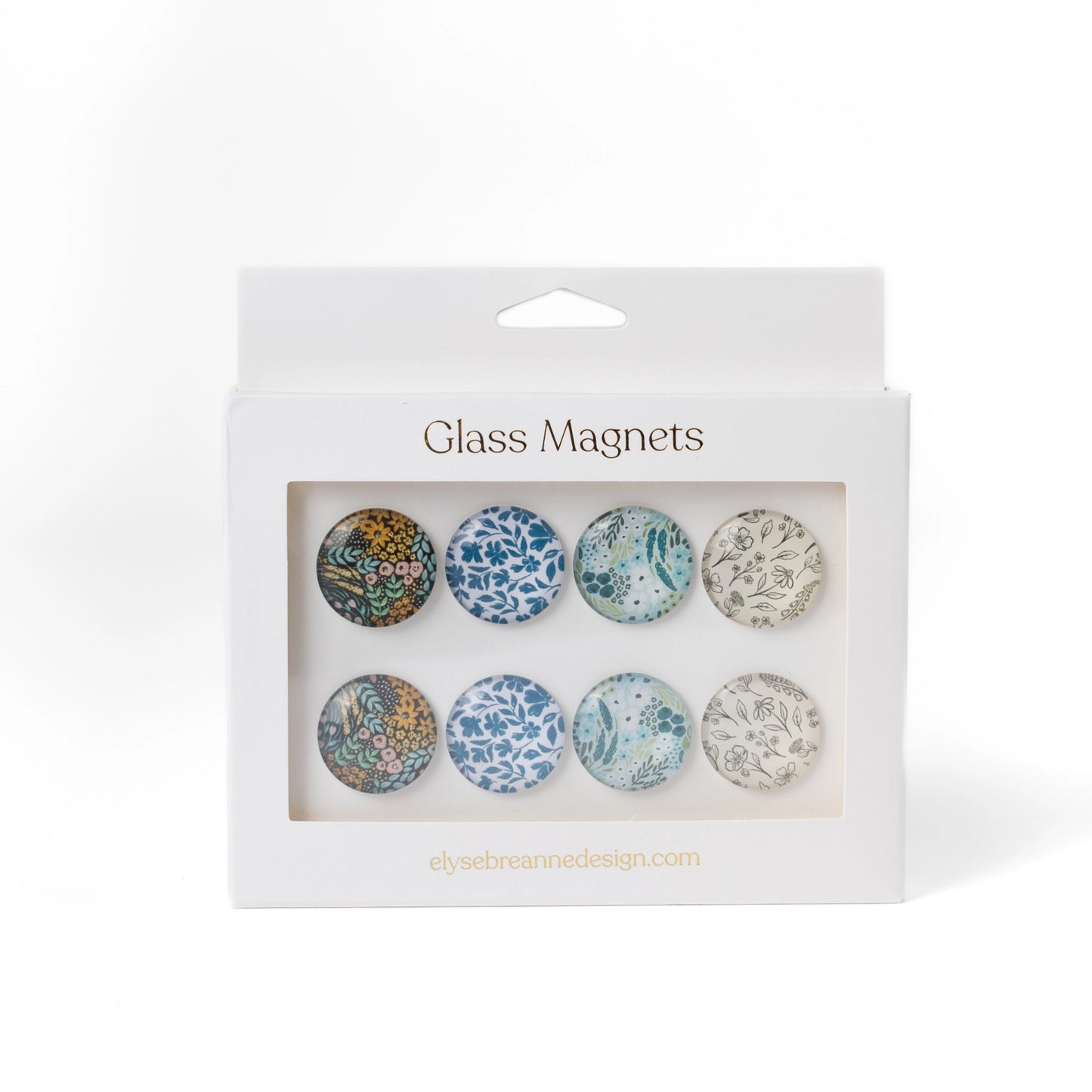 Glass Magnets, Box Set of 8 Floral Magnets