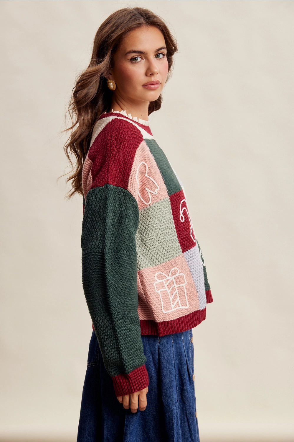 Holiday Patchwork Knit Sweater