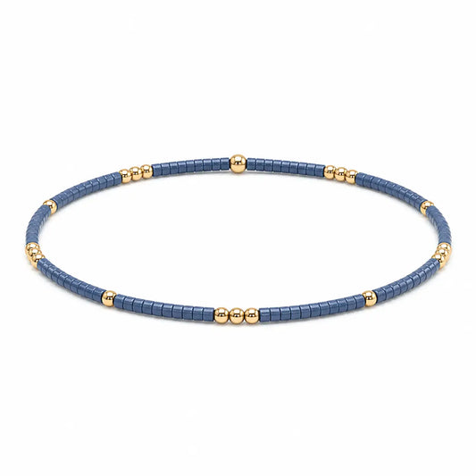 Newport Gold Filled Waterproof Bracelet in Steel Blue