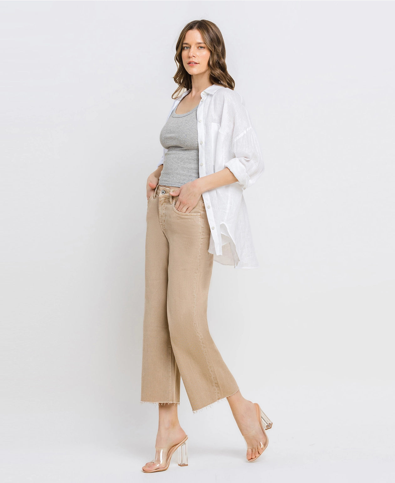 High Rise Crop Wide Leg Jeans