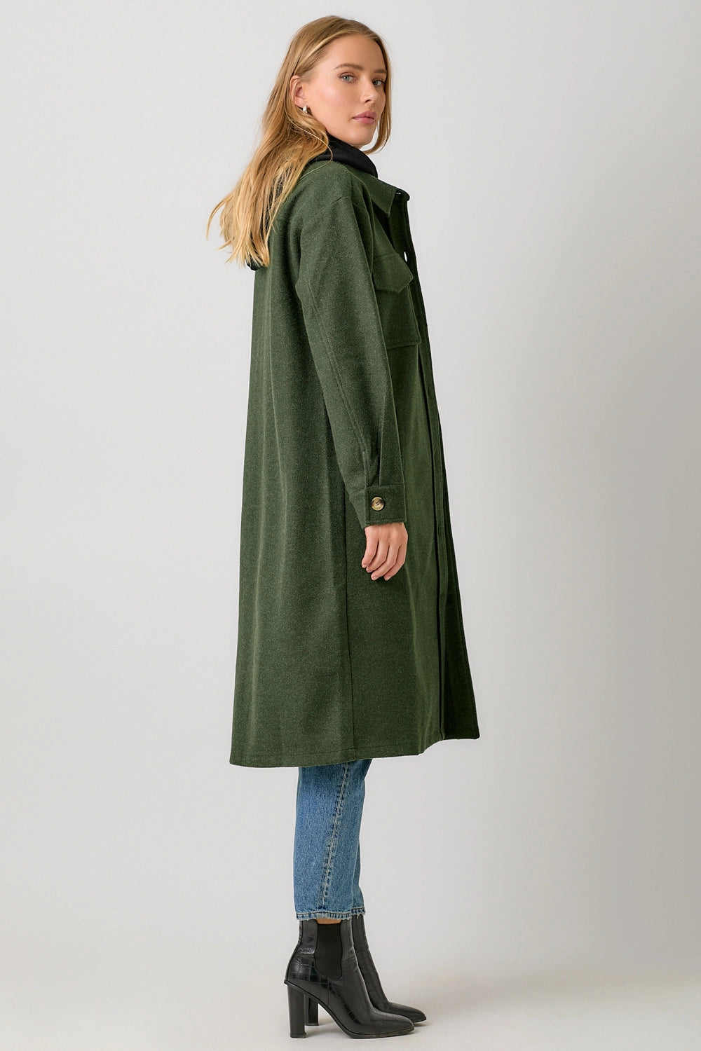 Twofer Hoodie Solid Coat