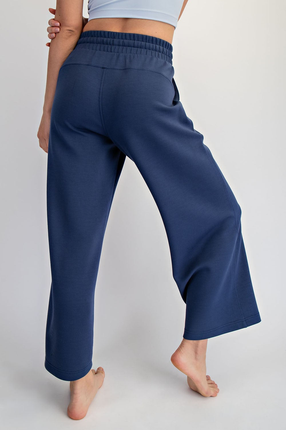 Modal Scuba Cropped Wide Pant - Navy