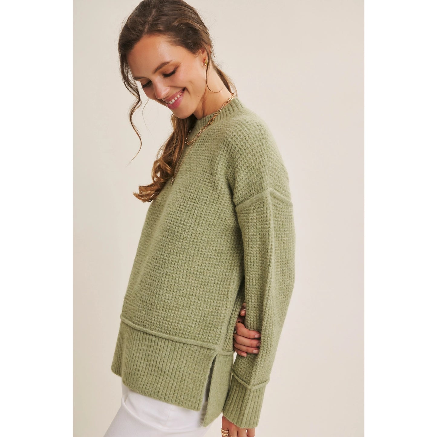 Brushed Waffle Sweater