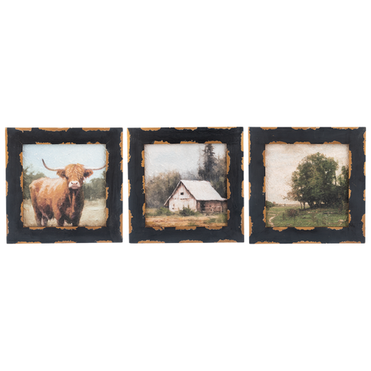 Distressed Frame Vintage Country Scene Wall Decor
