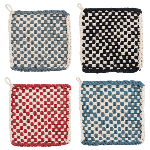 Cotton Crochet Check Pot Holder - Checkered